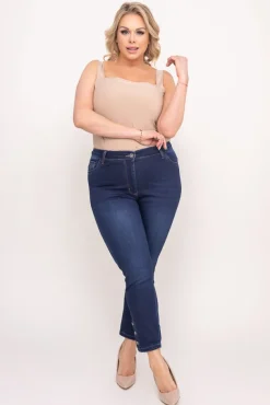 Granatowe Spodnie Jeansowe 7/8 BURENO< Hot