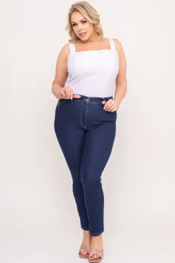 Granatowe Spodnie jeansowe PERVENI< Discount