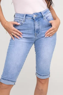 Jasnoniebieskie Spodnie jeansowe rybaczki ALANTI<Włoski Discount