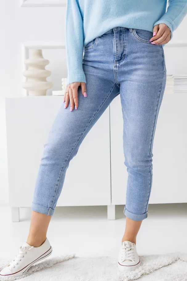 Jasnoniebieskie Spodnie Jeansowe momfit SILI<Włoski Discount