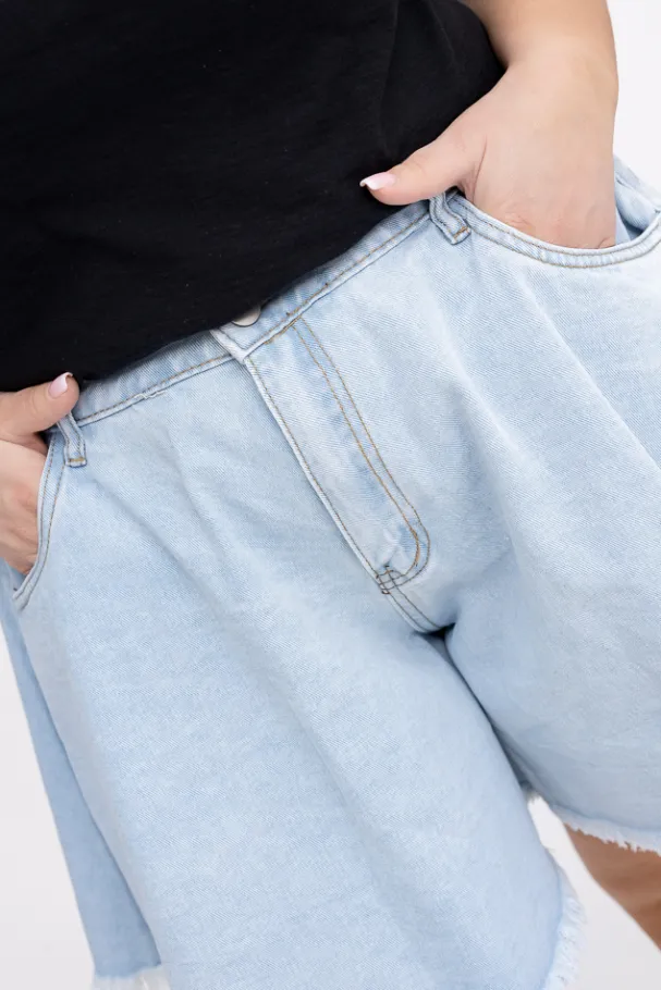 Jasnoniebieskie Szorty jeansowe POPPY<Włoski Outlet
