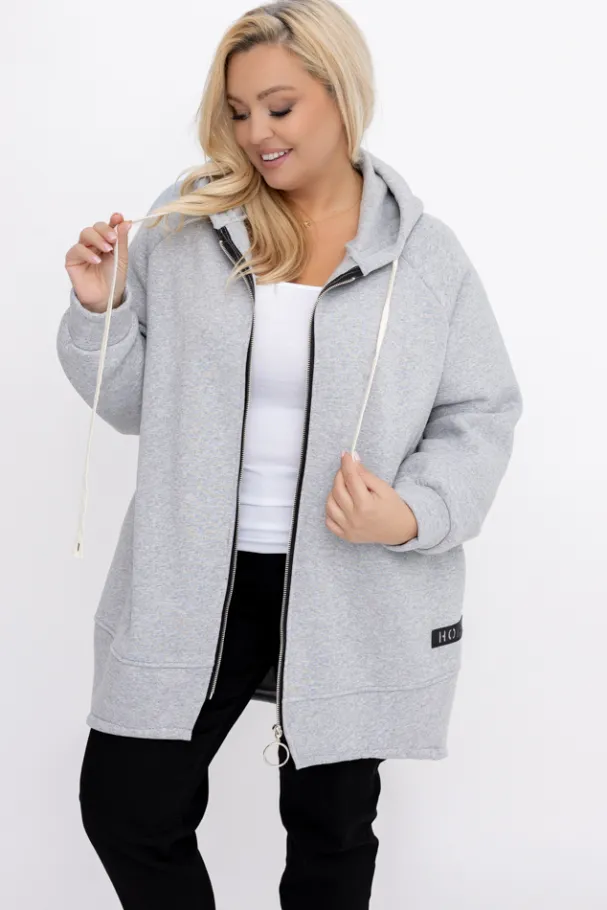 Jasnoszara Bluza dresowa FERINA<Włoski Discount