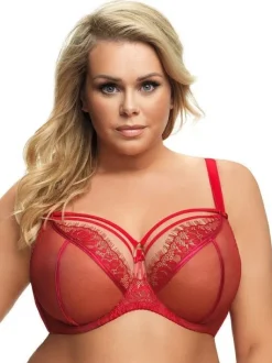 K496 biustonosz miękki na drutach czerwony PARADISE<Gorsenia Outlet