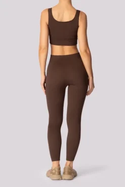 Kawowe Legginsy prążkowane RIBBED<Polski Outlet
