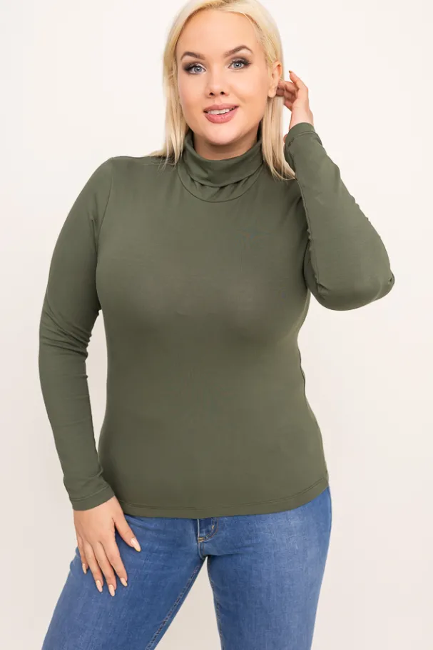 Khaki Bluzka z golfem LUZIO<Polski Discount