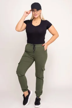 Khaki Spodnie bojówki LENVI<Włoski Hot