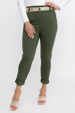 Khaki Spodnie z paskiem ARTEMIS<Włoski Sale