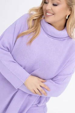 Liliowy Sweter z golfem MONTIO<Włoski Outlet