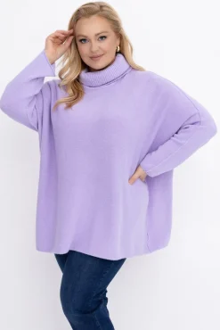 Liliowy Sweter z golfem MONTIO<Włoski Outlet