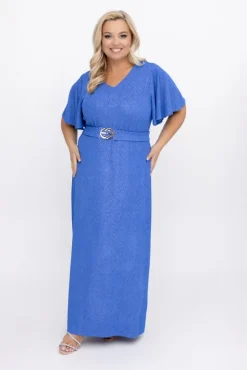Niebieska Sukienka Maxi SANTORI<Polski Discount