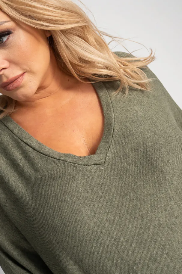 Oliwkowy Sweter oversize NELVI<Włoski Clearance