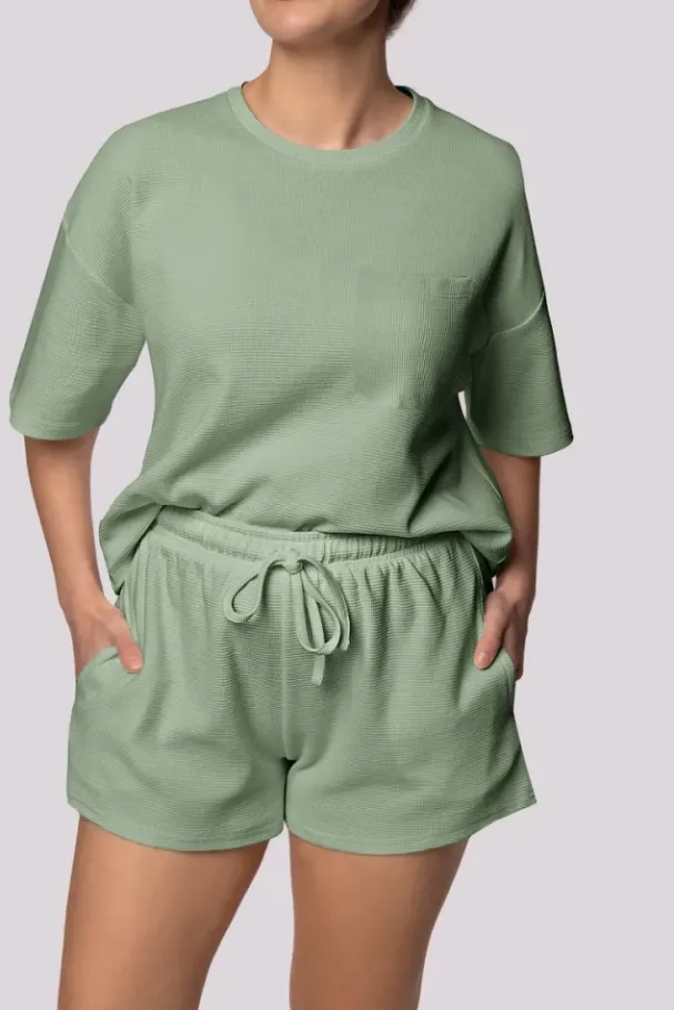 Pistacjowa Piżama z szortami COZY<Polski Clearance