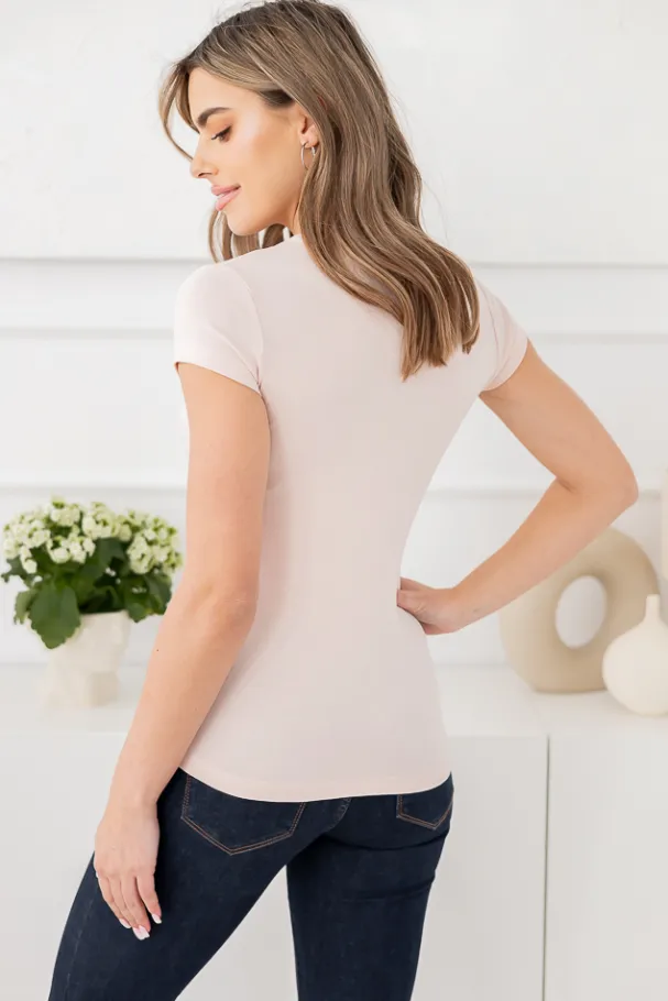Pudroworóżowa Bluzka GELDI<Polski Hot
