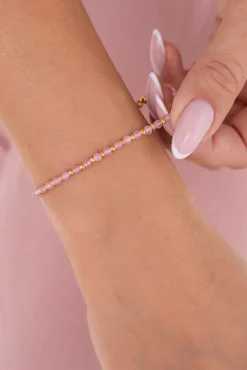 Pudroworóżowa Bransoletka stalowa z koralikami LIVIN< Online