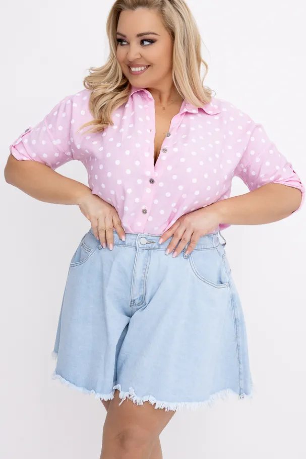 Pudroworóżowa Koszula w groszki DAGOZI<Włoski Outlet