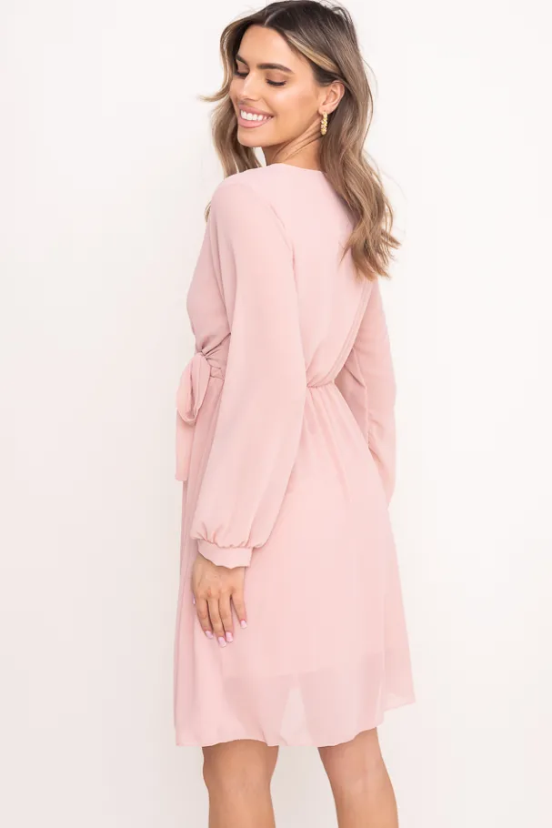 Pudroworóżowa Sukienka Elegancka PERLA<Włoski Sale
