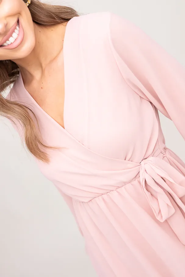 Pudroworóżowa Sukienka Elegancka PERLA<Włoski Sale