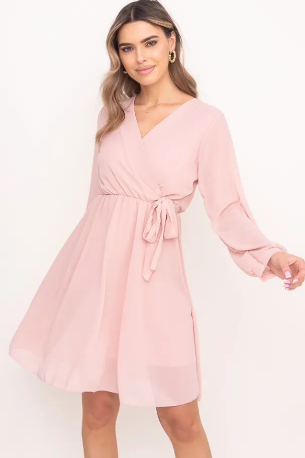 Pudroworóżowa Sukienka Elegancka PERLA<Włoski Sale