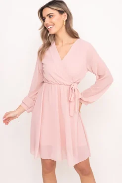 Pudroworóżowa Sukienka Elegancka PERLA<Włoski Sale