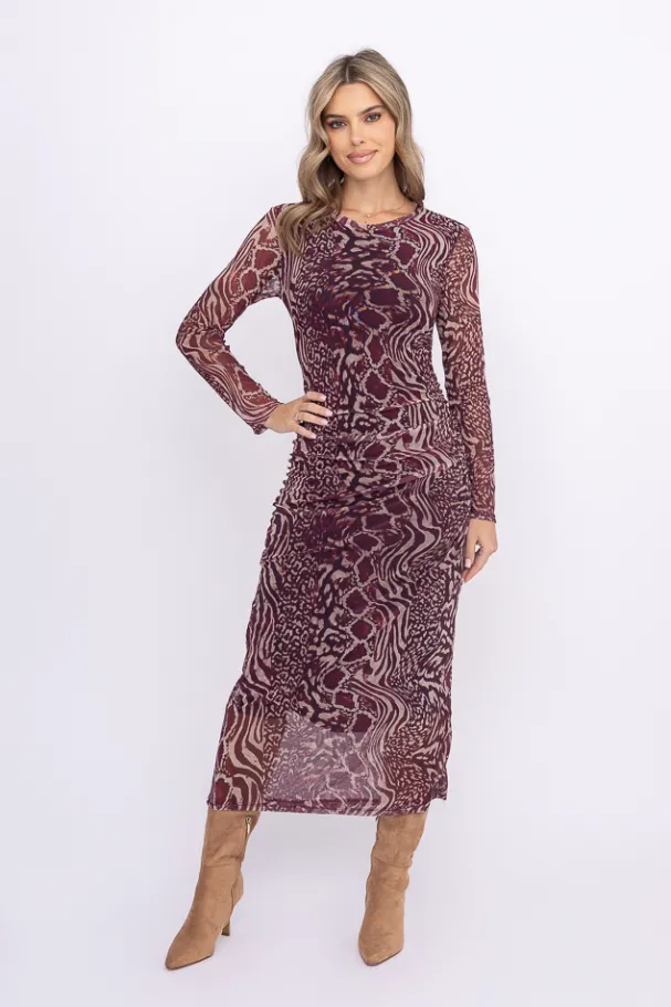 Sukienka siateczkowa z marszczeniami PRIMENTO Wzór 3<Włoski New