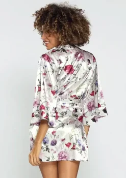 Szlafrok satynowy FLOWERS DK-P 005<Polski Online