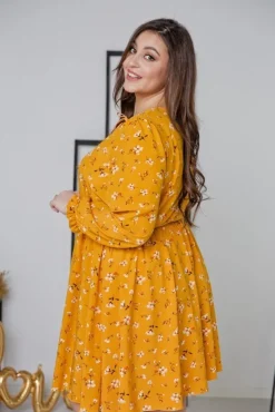 Żółta Sukienka CHERYL Plus Size<Polski Hot