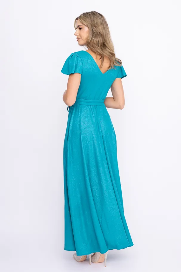 Turkusowa Sukienka błyszcząca SELIGA<Polski Online
