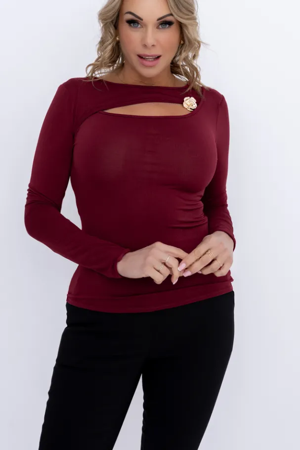 Wiśniowa Bluzka elegancka DENORI<Włoski Online