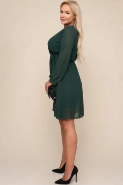 Zielona Sukienka Elegancka PERLA<Włoski Online